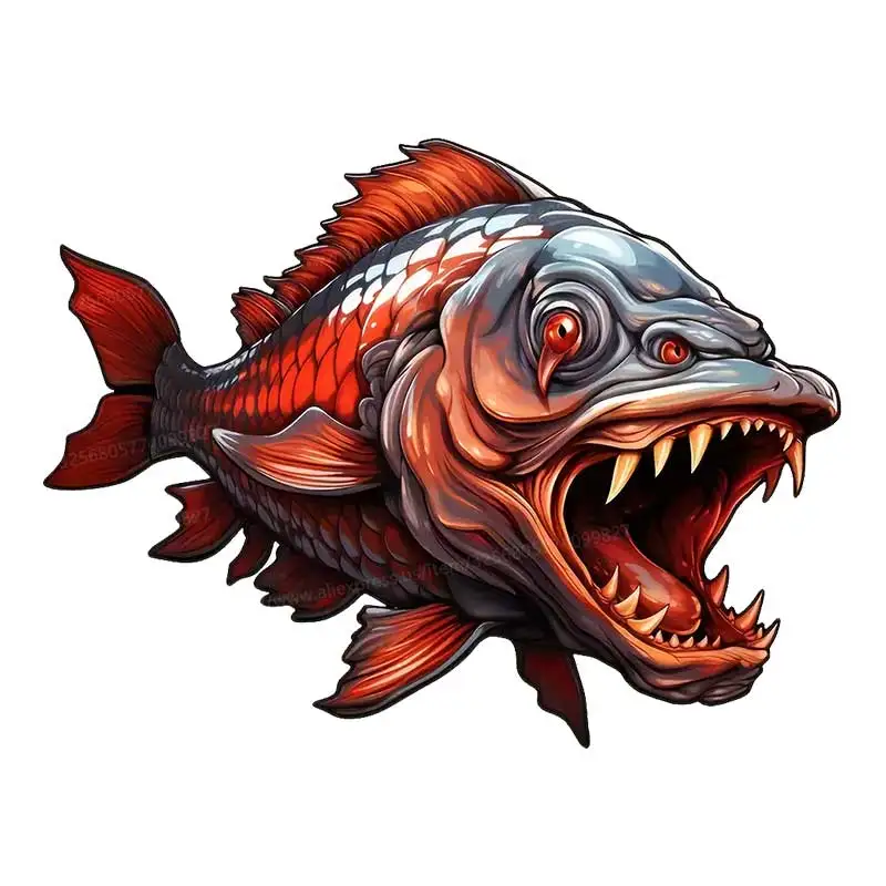 

Ferocious Fish Car Sticker Vinyl Decal Waterproof Rear Window Motorcycle Camper Bumper Truck Laptop Decoration SH1058
