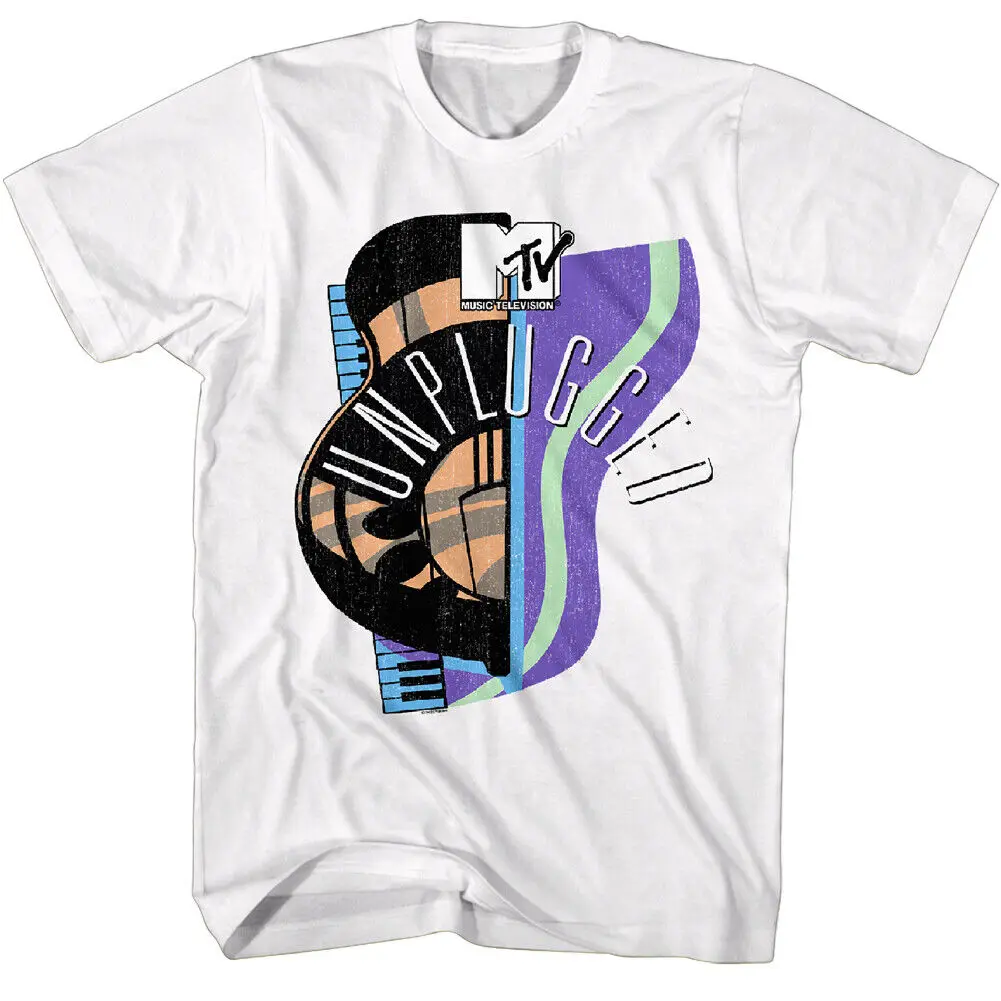 MTV Logos Unplugged Retro Piano Look Men's T Shirt Guitar Hat Music Notes