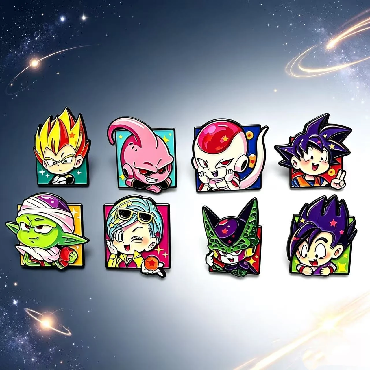 8 Stück Chibi Hot Blood Anime-Charakter Emaille-Anstecker, quadratische Cartoon-Broschen zur Dekoration von Rucksäcken und Jacken, Geschenk – Detail 2