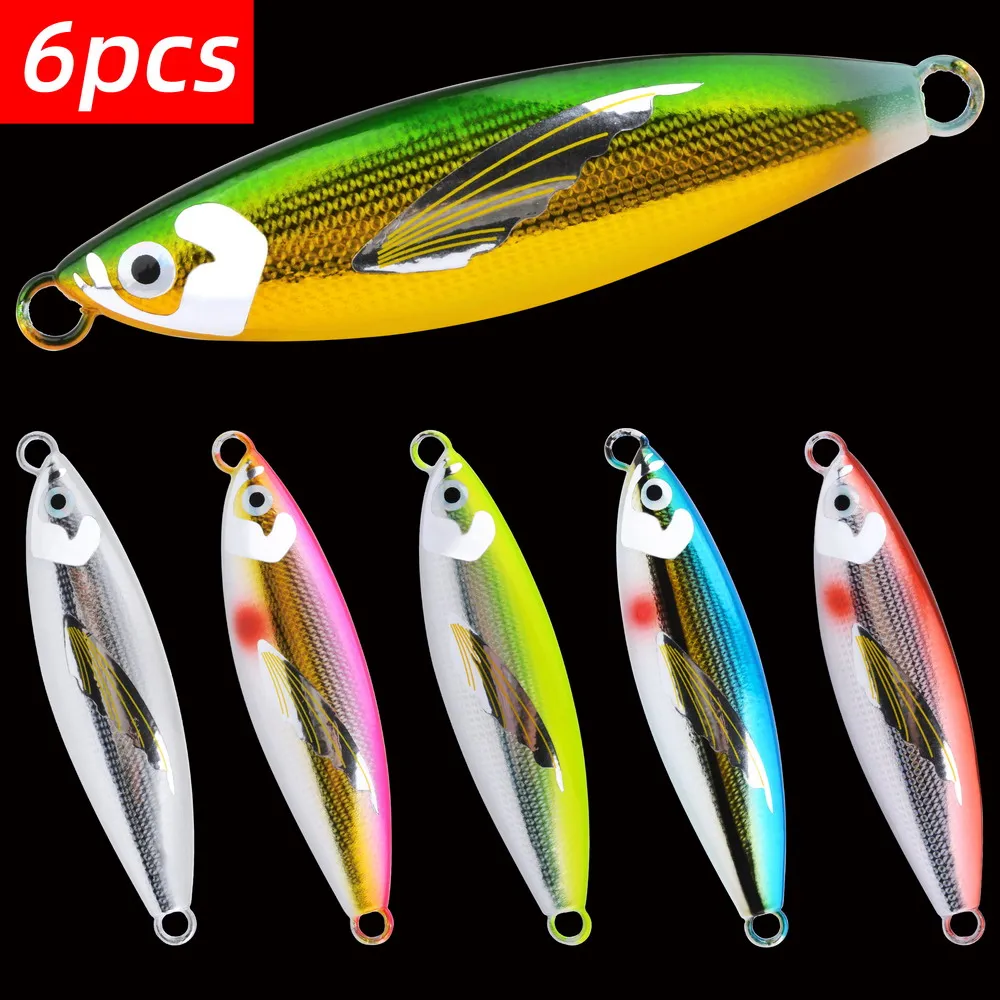 6Pcs Metal Jig Fishing Lure 30g-120g Shore Casting Swimbait VIB Spoon Fish Kit Spinner LAKE Ocean Tackle Pesca Artificial Bait