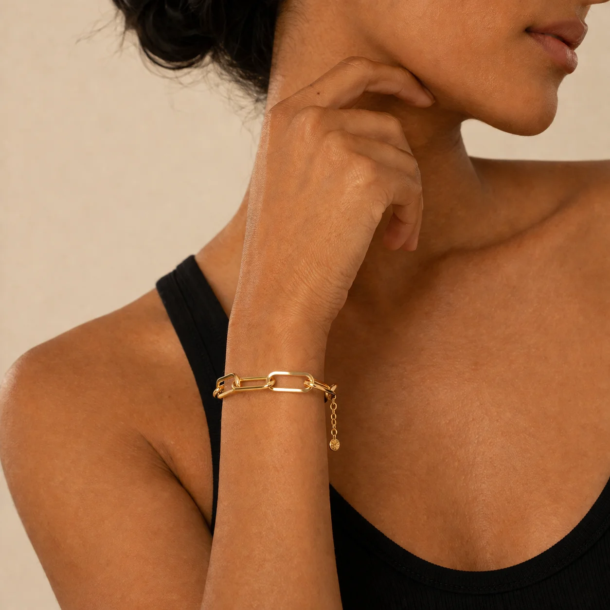 Stainless Steel Hip-hop Cuba Chain Bracelet 18K Gold Plated Hollow Geometric Bracelet For Unisex Waterproof Anti Allergic Jewelr