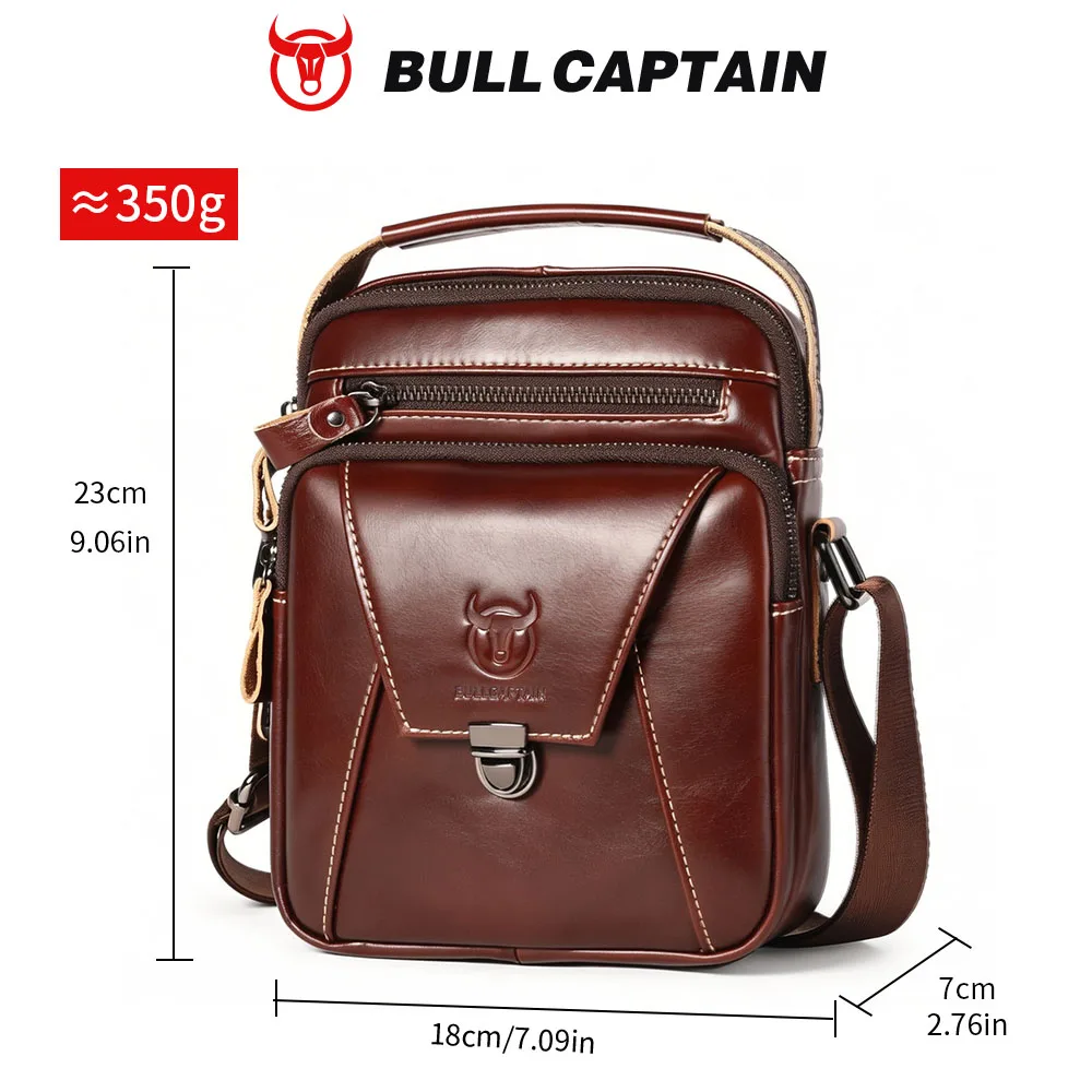 BULLCAPTAIN Men's Shoulder Diagonal Shoulder Layer Leather Business Casual New Personality Small Bag