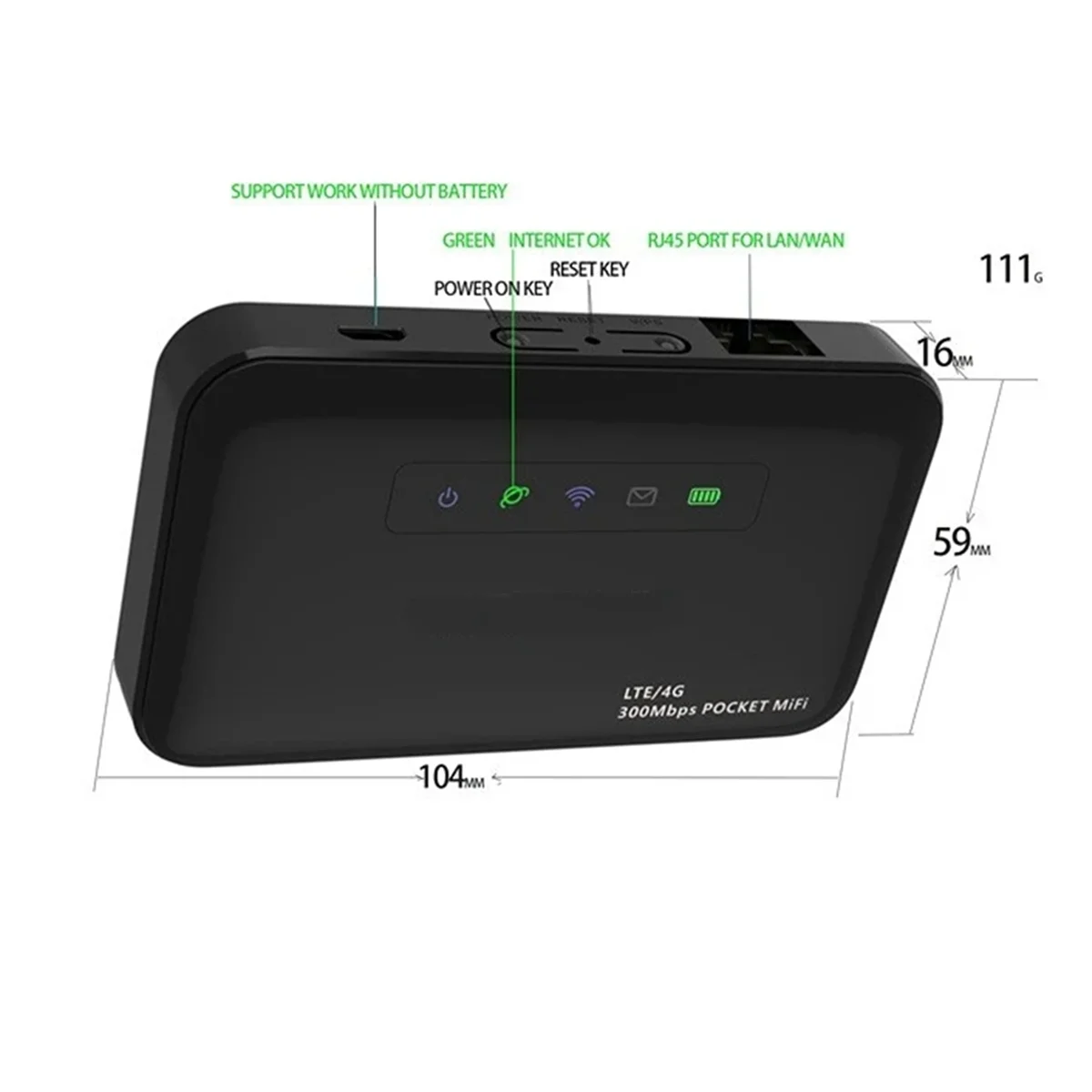 E5885 Pocket WiFi Router 4G Mini Router met Sim-kaart RJ45 Lan-poort Modem 4G LTE Router met Sim-kaart voor Thuis 2600mAh