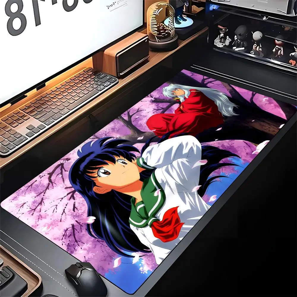 

Большой игровой коврик для мыши с рисунком аниме «Иньюша», с краем, нескользящий, для компьютера, геймерский, большой, милый, резиновый, художественный, для ноутбука, настольный коврик