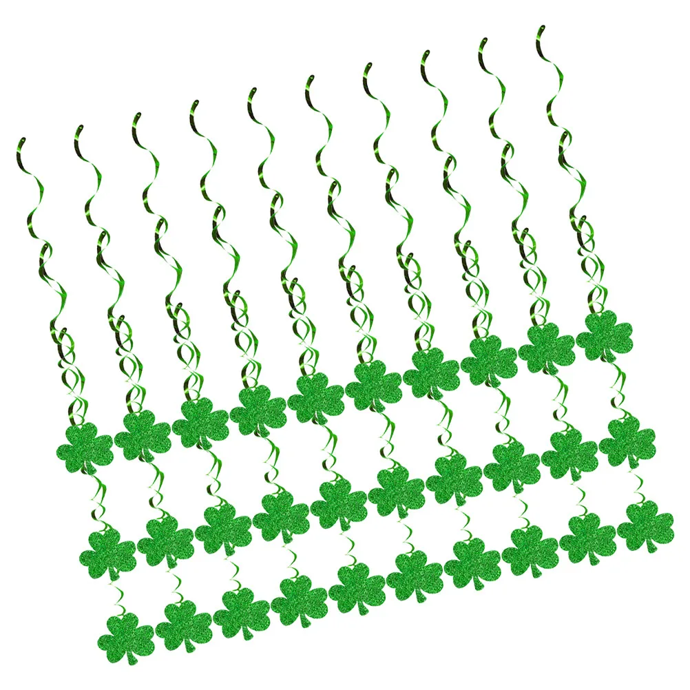 

30pcs Shamrock Hanging Swirl Patrick'S Day Lucky Decoration Festival Party Supplies Irish Themed Wind Chime Ornaments