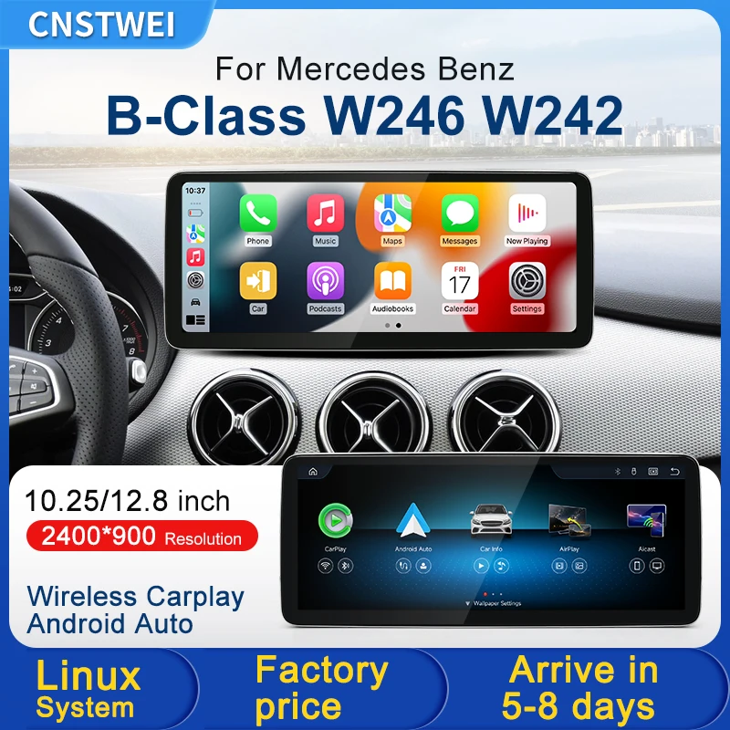 For Mercedes Benz B Class W245 W246 W242 NTG4.5/5.0 Wireless Carplay Android Auto Car Video Players Linux Touch Screen 12.8inch
