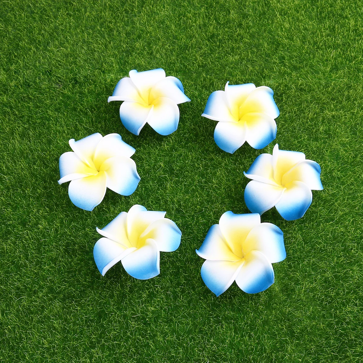 

100pcs 6Cm Wedding Foam Flower Blue Artificial Plumeria Hawaiian Frangipani For Party Decoration Wedding Flower