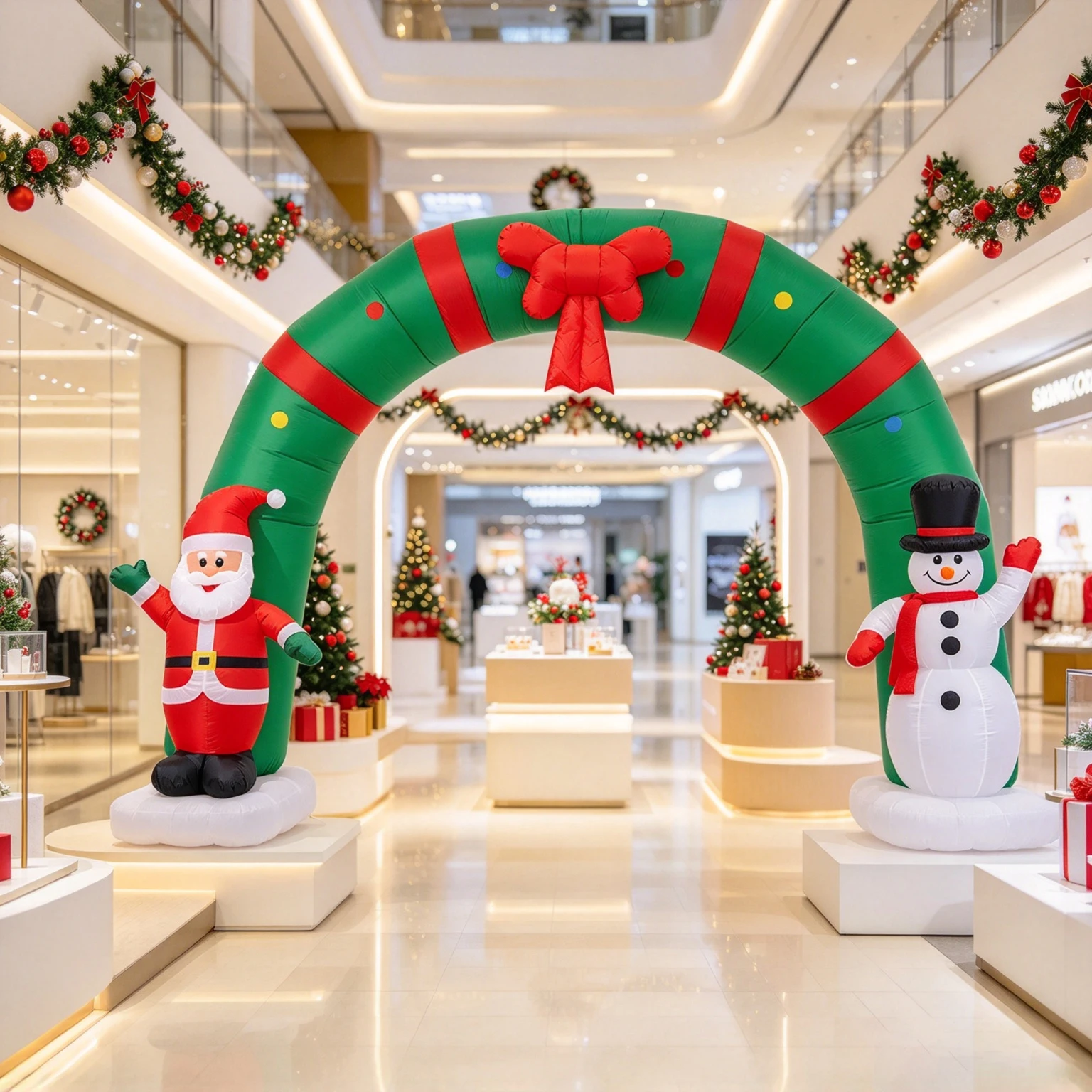8ft Inflatable Christmas Arch Santa Claus Snowman Led Garden Christmas Inflatable Model 210t Light-Up Inflatable Model