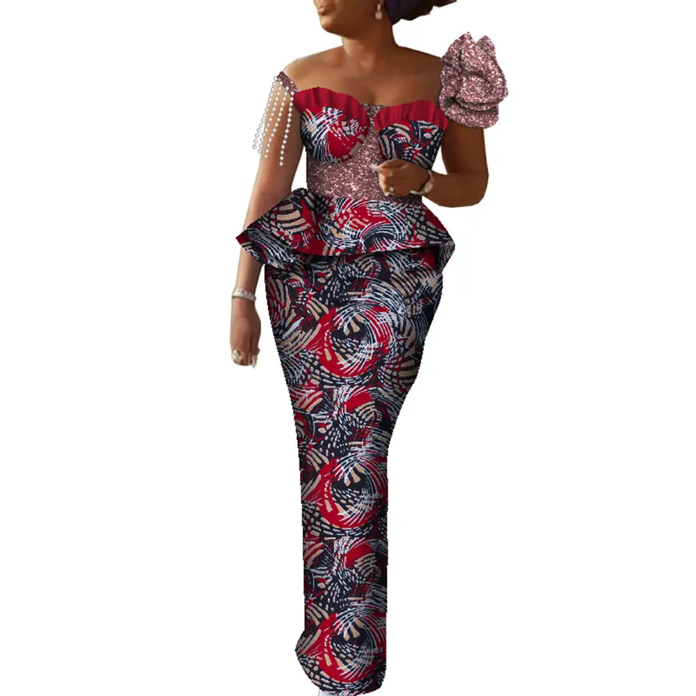 Women African Dress Off The Shoulder Long Maxi Dress Evening Dress African  Clothing Custom Made Dashiki Ankara WY090 - AliExpress 200000532