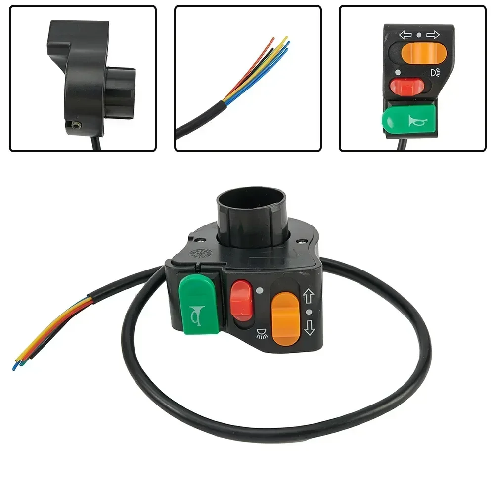 Turn Signal Switch Motorcycle Multi-Function ON OFF 22mm PC&ABS Plastic 3in1 7/8\