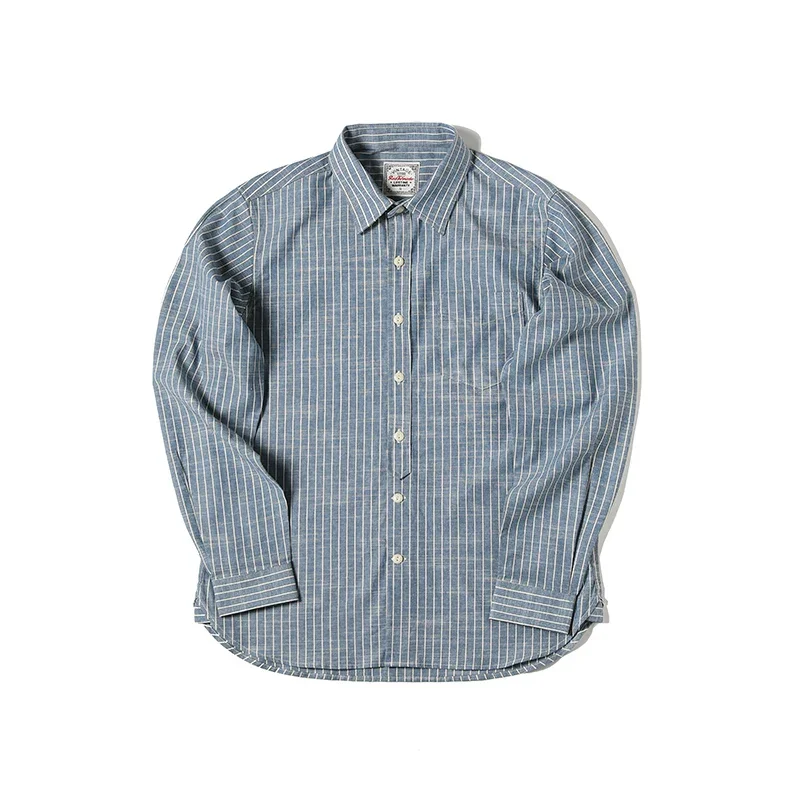 

Рабочая рубашка в красную Tornado в полоску в стиле ретро, 2025 г., мужская повседневная повседневная рубашка L/S Amekaji