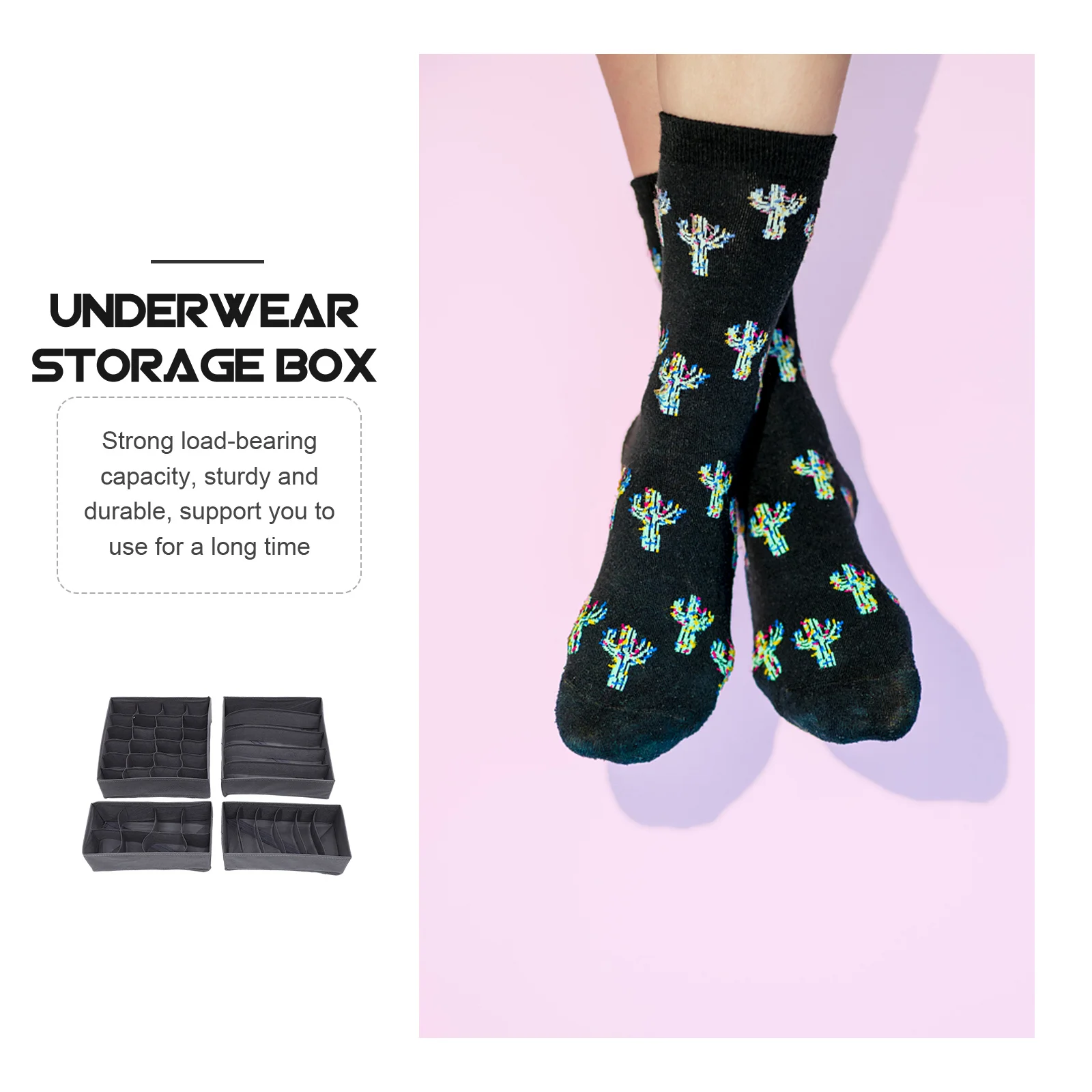 

4Pcs Underwear Organizer with Dividers Storage Box for Drawer Sock Bra Holder Sturdy Wear Resistant Home Wardrobe Organizer Case