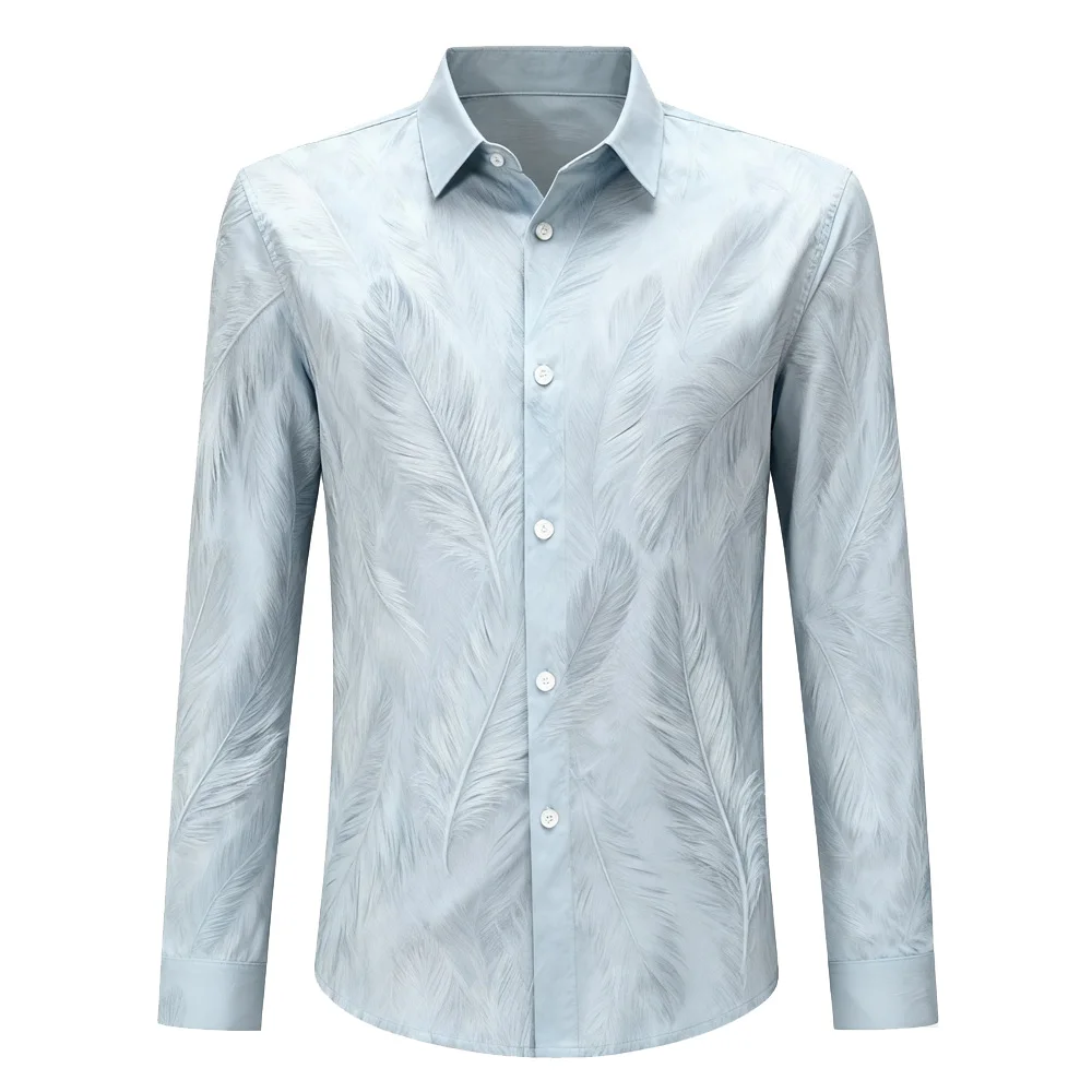 Kemeja Natal Pria Lengan Panjang Sederhana Bisnis Warna Terang Elastis Hawaii Liburan Pantai Pesta Luar Ruangan Pakaian Luar untuk Pria