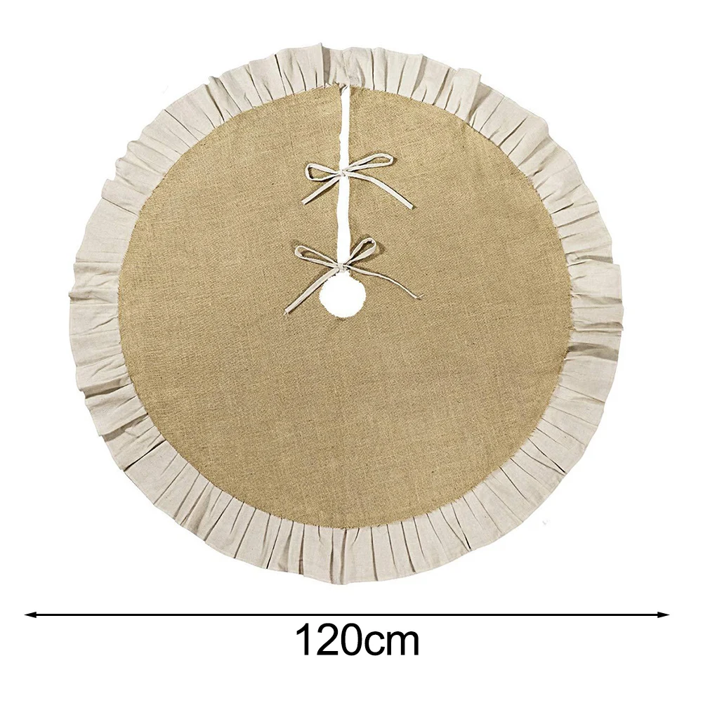 กระโปรงต้นคริสต์มาสผ้ากระสอบขนาด 35.4/47.2 นิ้ว พรมตกแต่งต้นคริสต์มาส ของประดับตกแต่งปีใหม่ Navidad DIY ของตกแต่งบ้าน 2025 ใหม่ 90/120