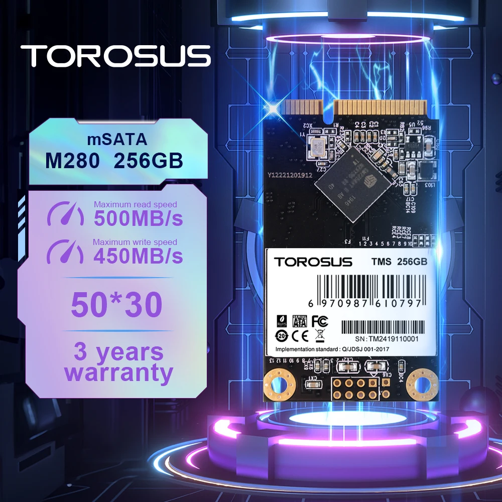 TOROSUS mSATA SSD de 120GB 128GB 240GB 256GB 480GB 512GB 1 Mini TB Internal Solid State Drive de Disco Rígido SATA Para O Portátil Do Desktop