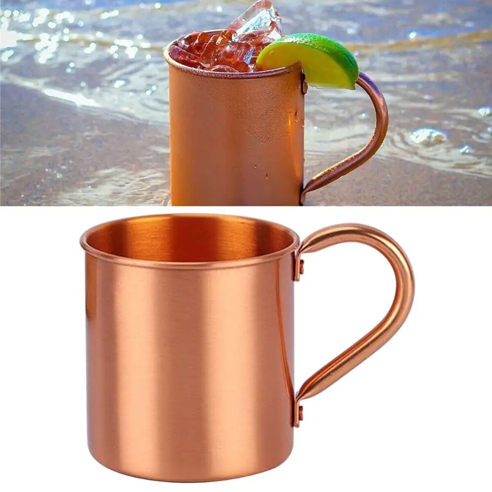 16OZ Pure Copper Cup Straight Handcrafted Moscow Mule Mugs Brushed Appearance Smooth Finish Mug Cup Mules Cocktails Coffee Beer