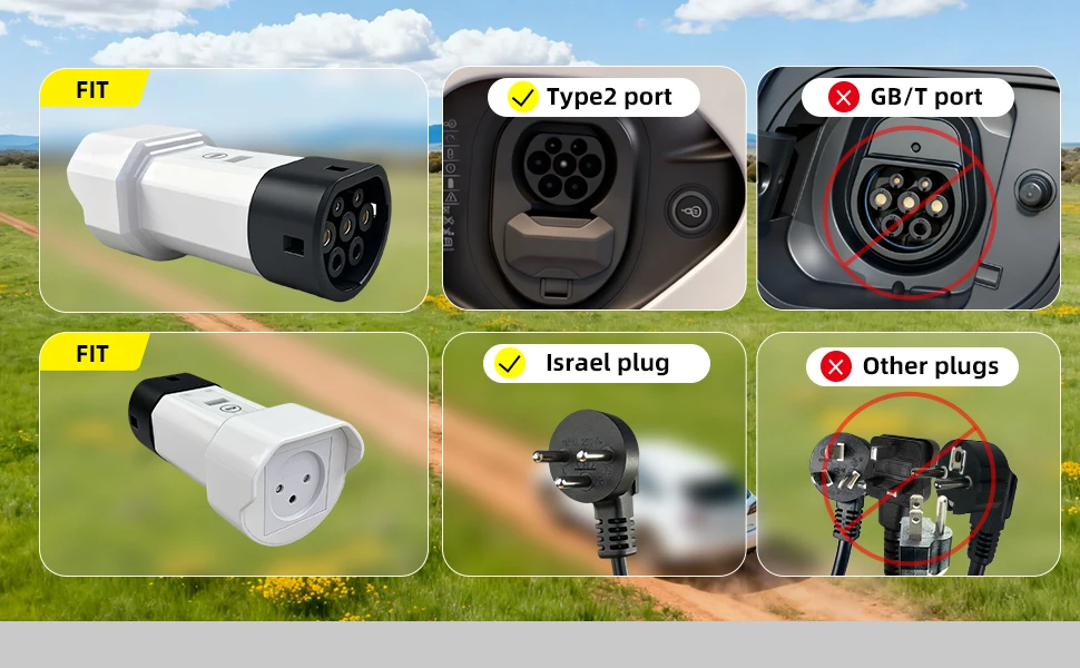 V2L Typ2 Entladeadapter 16A Israel-Steckdose Elektrofahrzeug zu Outdoor-Stromstation für BYD MG Jaecoo Geely EX5 XPENG – Detail 4