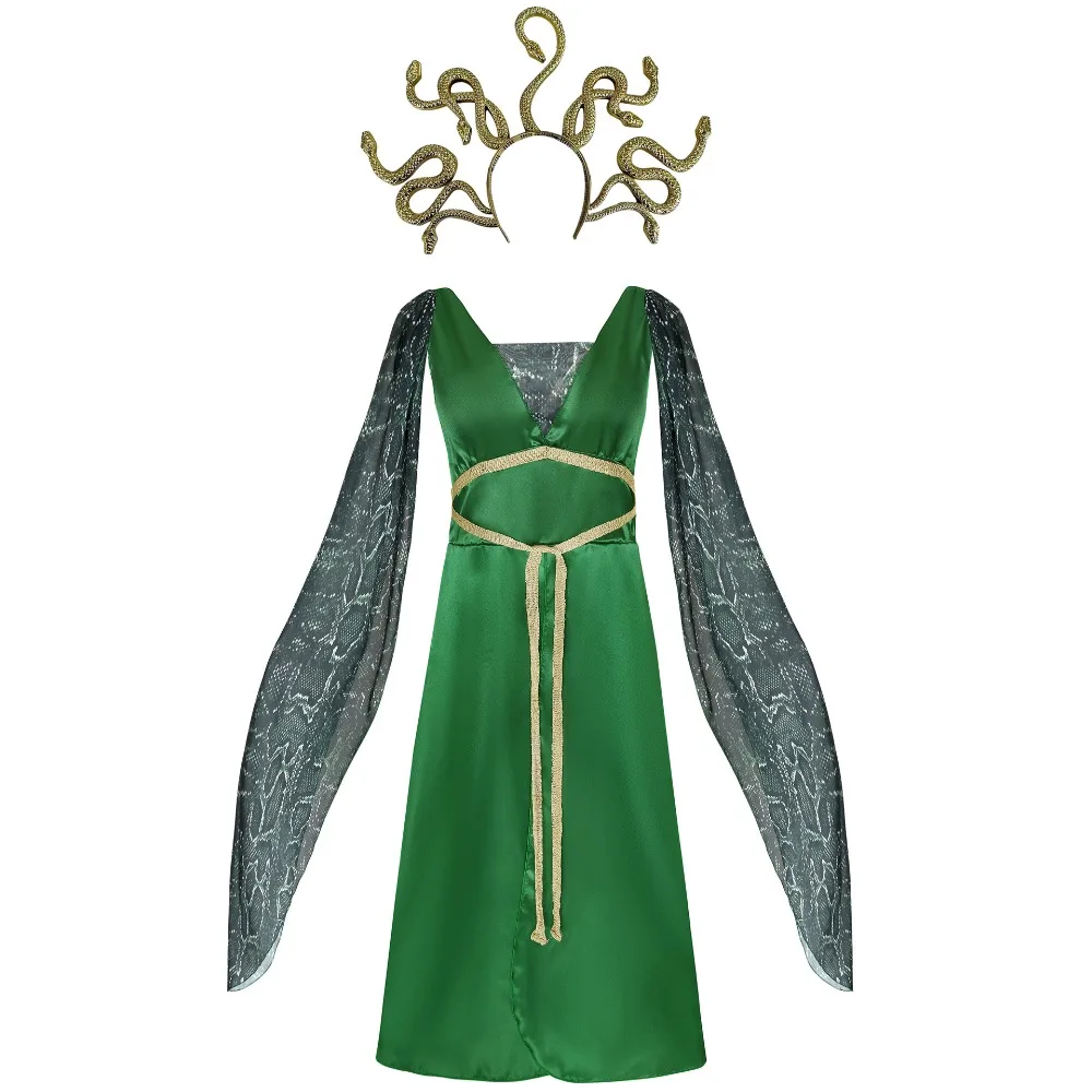 

Children's Greek Mythology Blue Gorgon Snake Haired Witch Cosplay Performance Costume Party Performance Costume