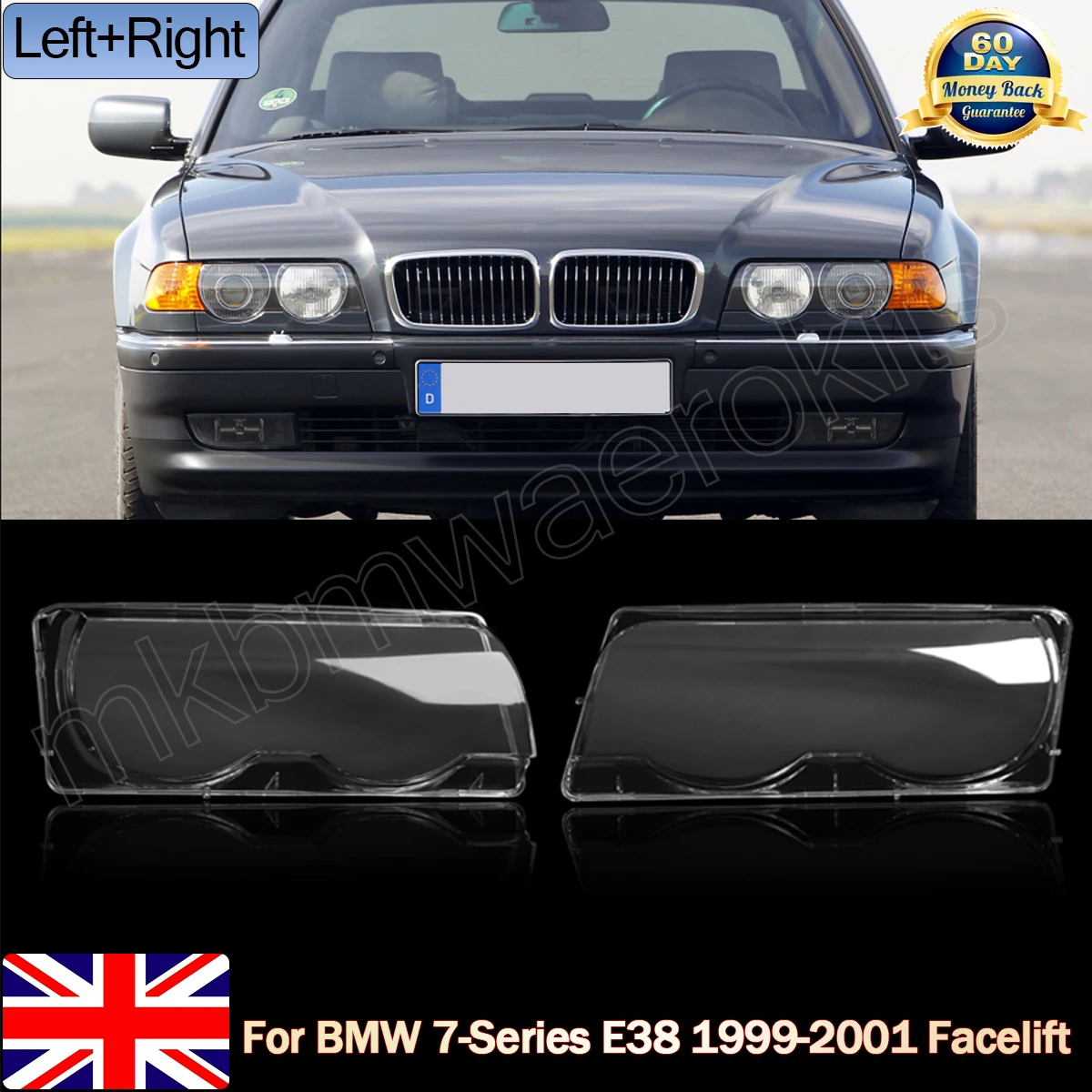 

SAIQINGSP BMW E38 Headlight Lens For 1999-2001 BMW 7 Series E38 728i 730i 735i 740i Models Car Accessories Tools