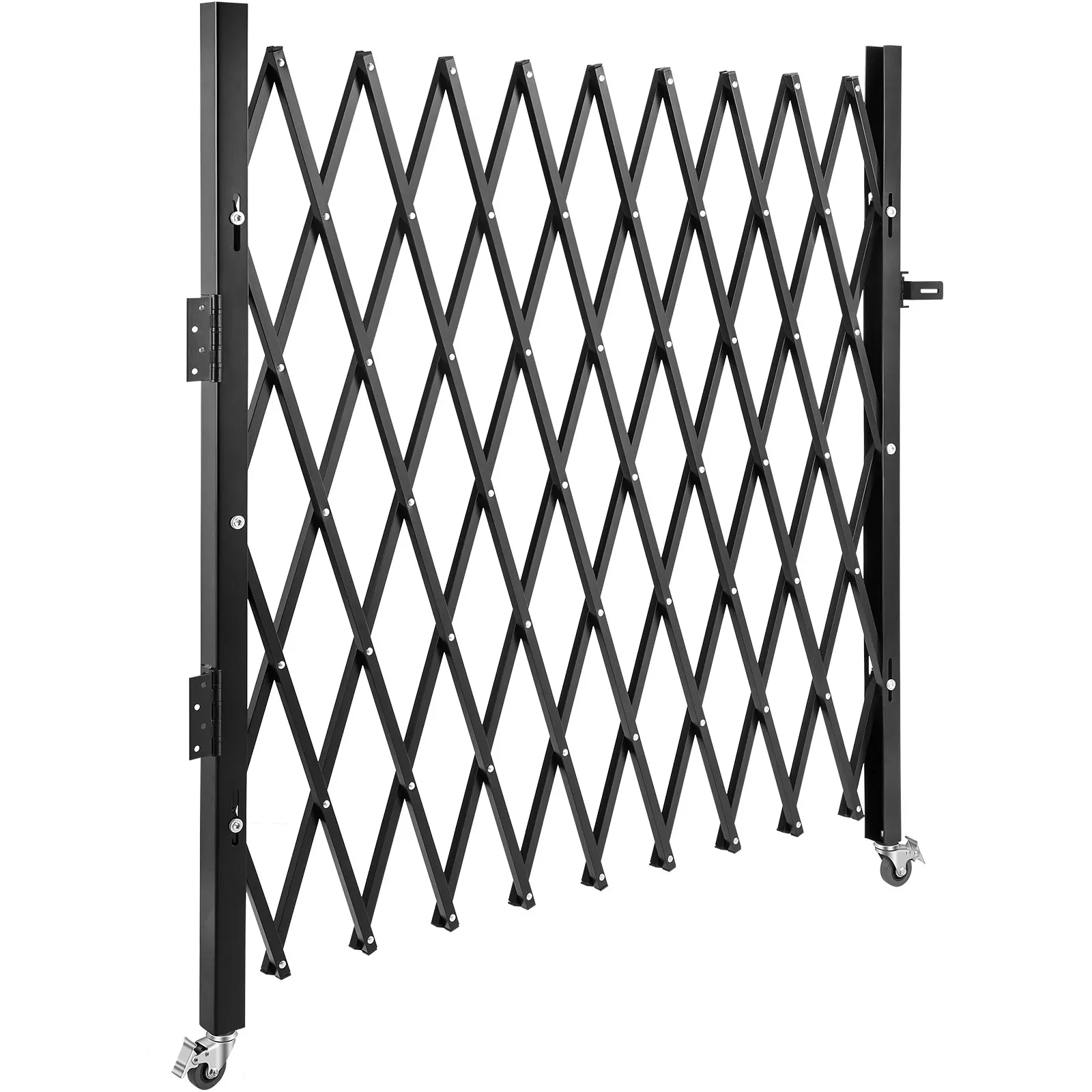 Cancello di sicurezza pieghevole singolo, cancello per porta pieghevole da 85 x 85 pollici, cancello di sicurezza per fisarmonica in acciaio, cancello di sicurezza espandibile flessibile,