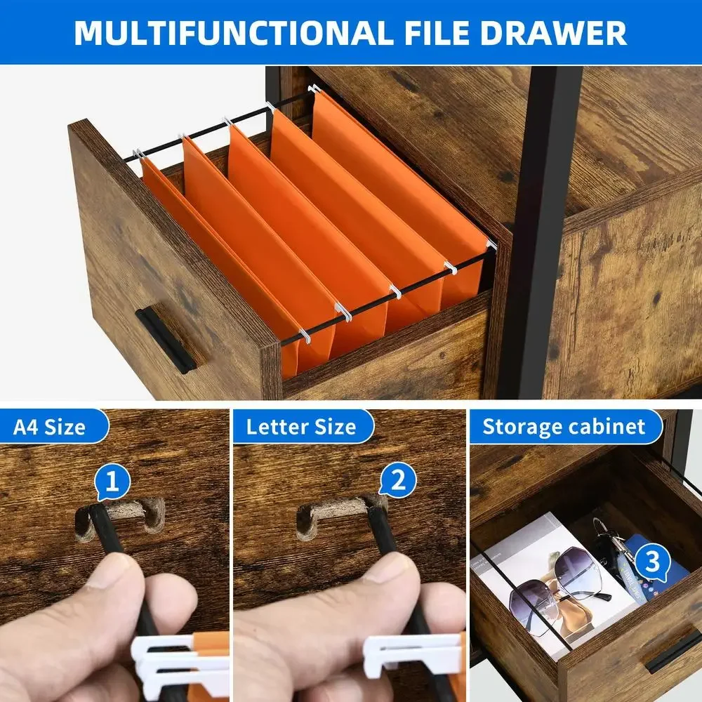 L-Shaped Corner Computer Desk with File Drawer & Storage Shelves Multi-Purpose Office Desk Work Play and More Rustic Brown