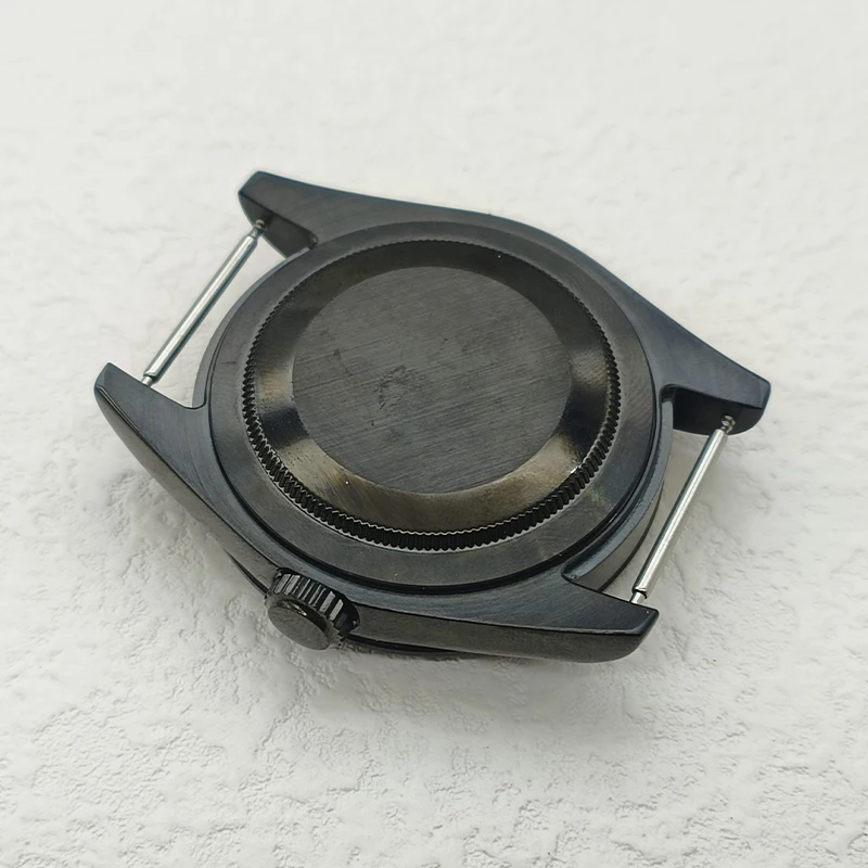 حافظة ساعة سوداء للرجال ، غطاء خلفي شفاف ، زجاج كريستال الياقوت ، تناسب حركة NH35 ، NH36 ، 39 مللي متر ، قطع غيار