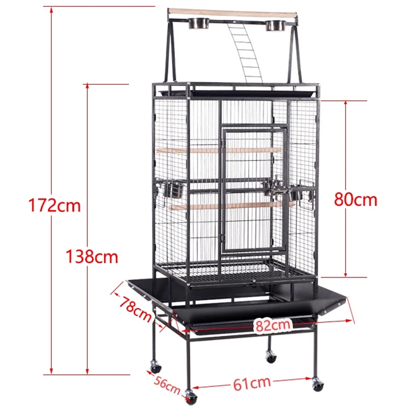 قفص العصافير الكبير قفص الببغاء قفص حديدي كبير فاخر قفص معدني للطيور آلة رمادية فاجرا الراهب قفص فينيكس أسود فيلا #2