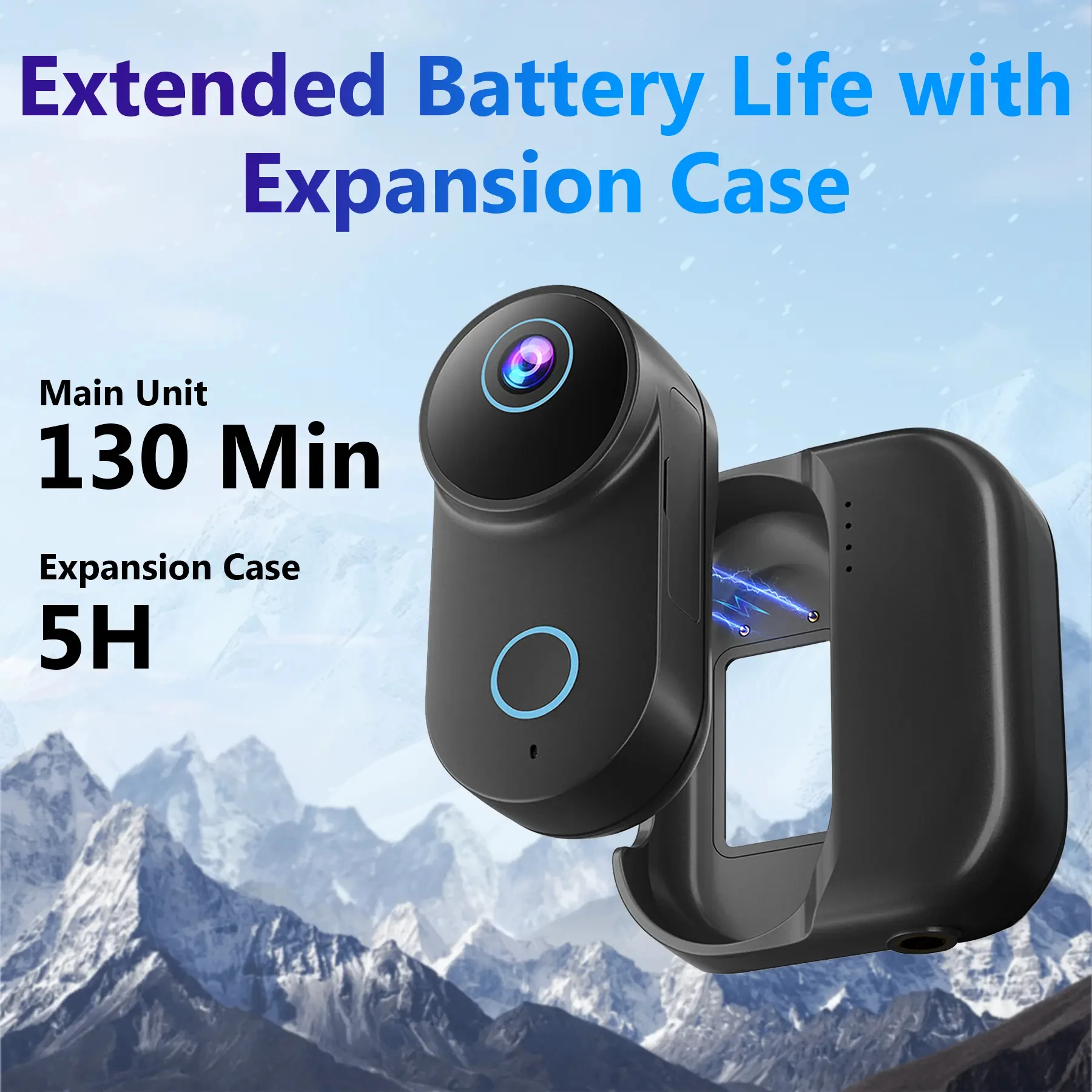 ANSVICAM Thumb Camera 4K Ultra HD 6-Axis Stabilization Long-Hour Battery with Charging Dock Helmet/Bike Mount Wifi Action Camera