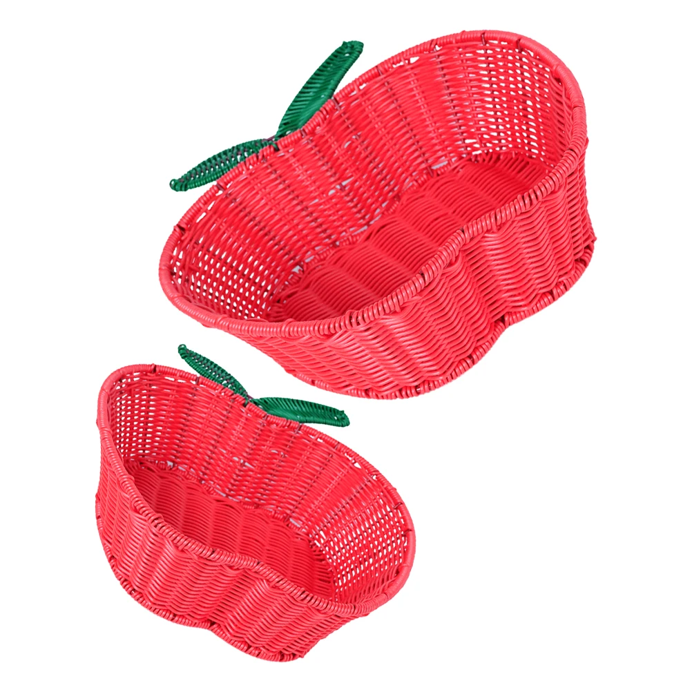

2 шт. корзины для фруктов из ротанга в форме яблока для хранения большой емкости, кухонная столешница, пластиковая плетеная корзина для хлеба из искусственного ротанга