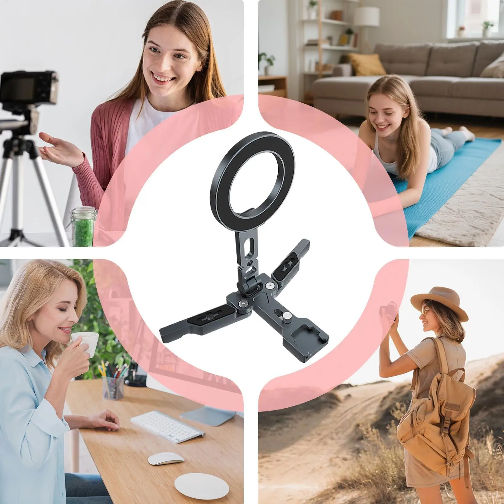 magnetic mobile phone desktop stand folding portable camera stand 360 Degree Rotation Cellphone Bracket for Outdoor Adventure