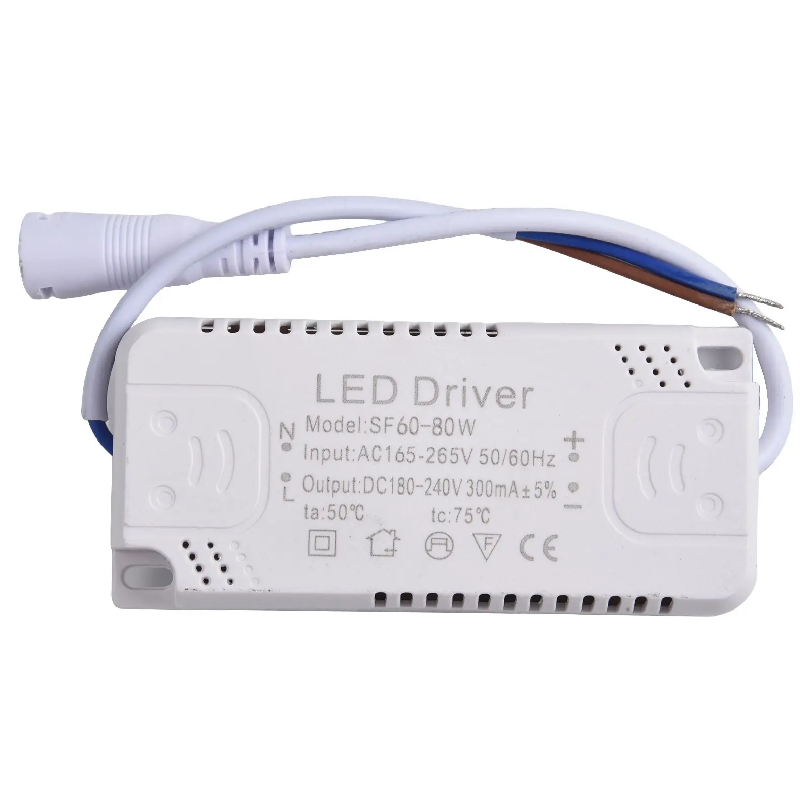 LED driver power supply flicker 60 80W 300mA DC female connector for LED lamps commercial lighting and panel lights