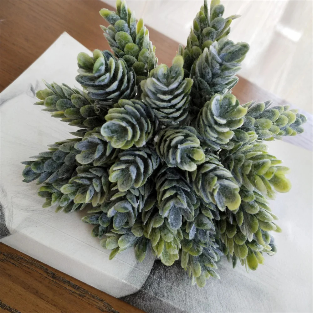 6 Stück/Bündel gefälschte grüne Pflanze billige künstliche Plastik blumen für Weihnachten Hochzeit nach Hause Tisch dekorative DIY Süßigkeiten Geschenk box