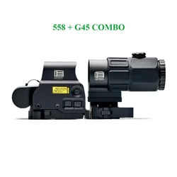 Tactical G45 5X Magnifier with 558 Red Green Dot Scope Combo, Holographic Sight, Switch to Side QD Mount for Hunting Rifle