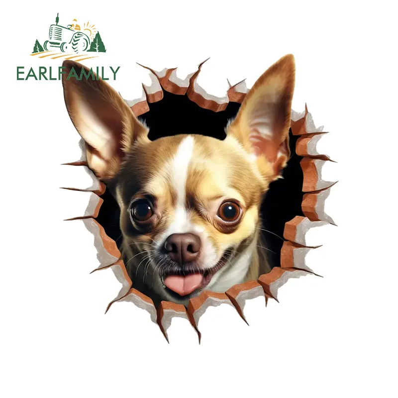 EARLFAMILY الكلب الكرتون المسيل للدموع ملصقات السيارات مسلية مقاومة للخدش الشارات الفينيل مناسبة للدراجات النارية الغيتار الأمتعة سكيت