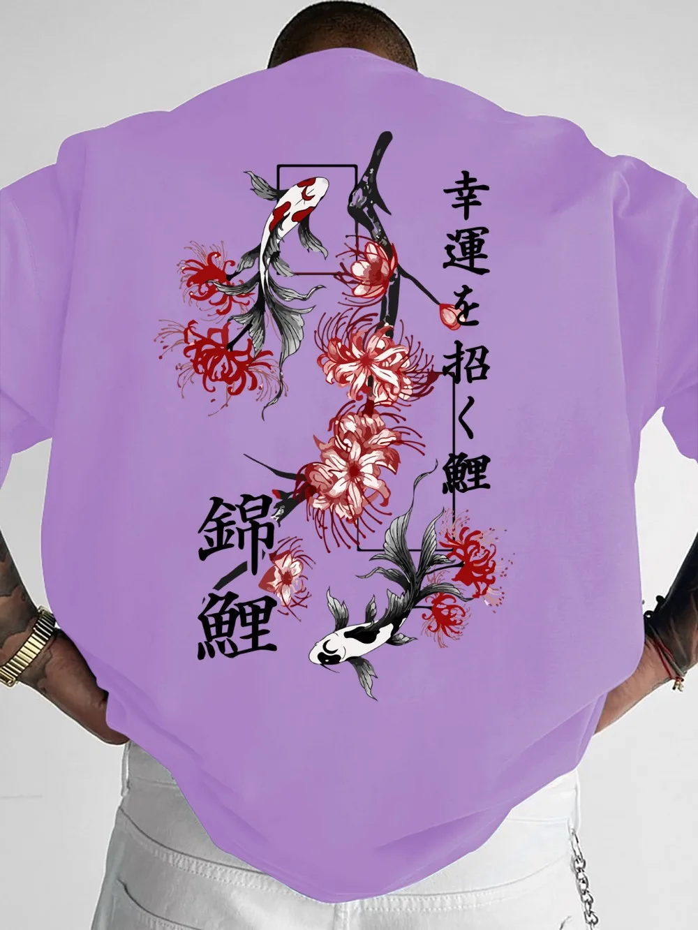 Koi Fish Spider Lily Pattern 3D Print Breatha Quick-dry Men's Large-size T-shirt Outdoor Leisure Sport Y2K Parent-child Clothing