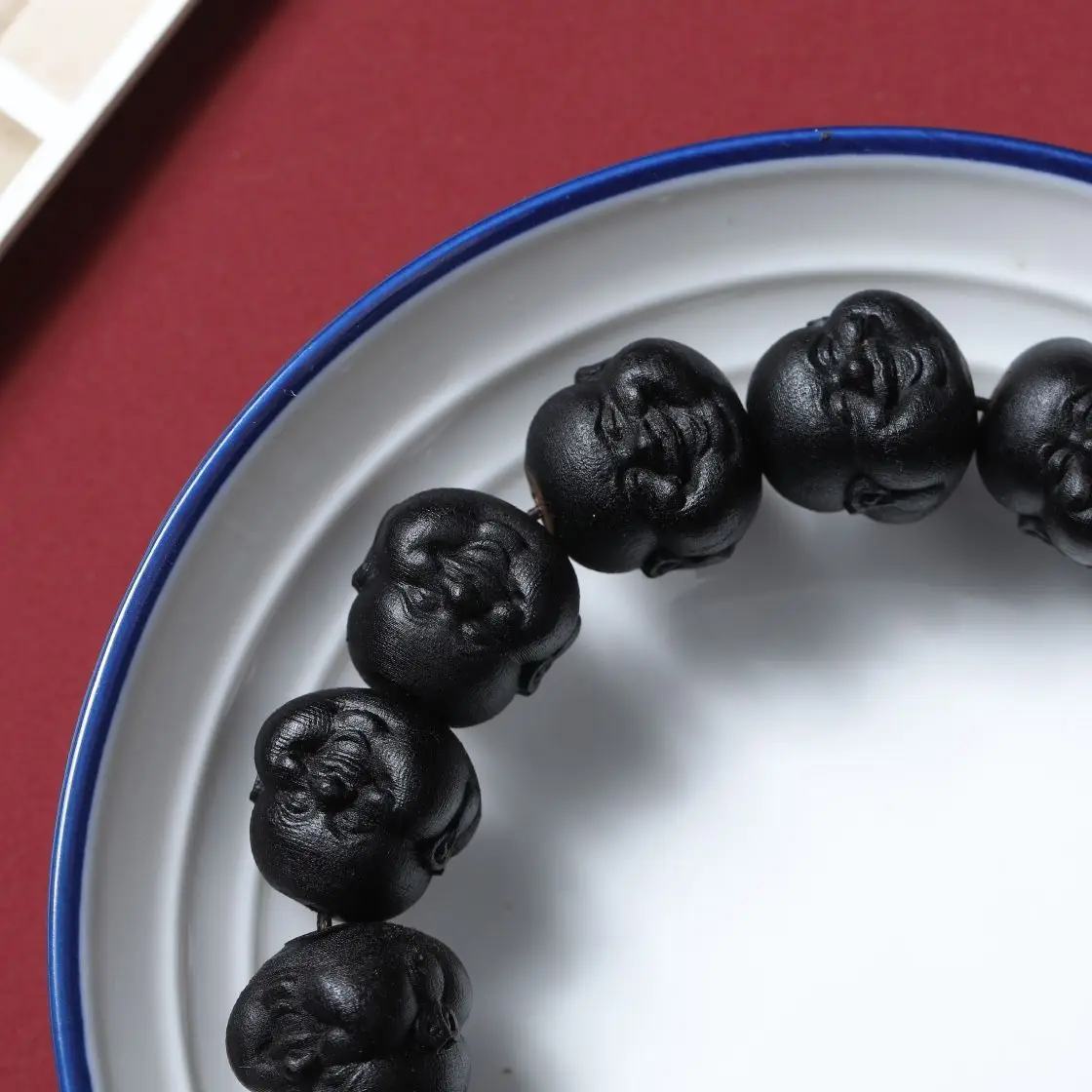 Natural Brunei Agarwood Bracelet Maitreya Buddha Laughing Buddha Beads Carving Process Collection Old Black Oil Rosary Beads