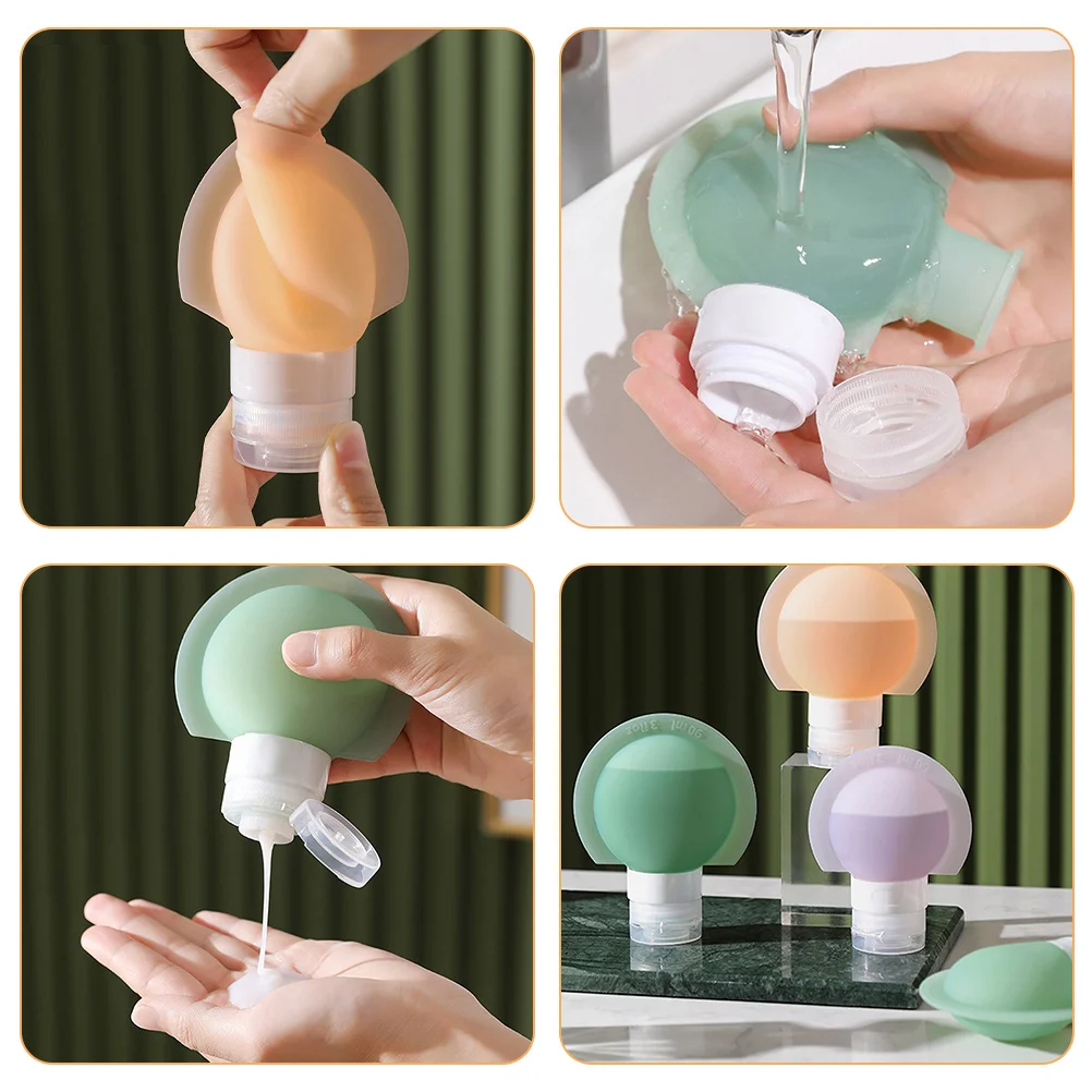 6Pcs Refillable Silicone Travel Bottles Set Portable Squeezable Toiletry Containers Leak Proof Travel Size Bottles for Shampoo