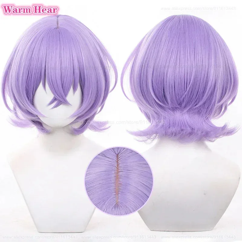 

Game ES Hanamura Fuyume Синтетический аниме короткий 35 см фиолетовый косплей аниме парик термостойкие волосы парики для Хэллоуина + шапочка для парика