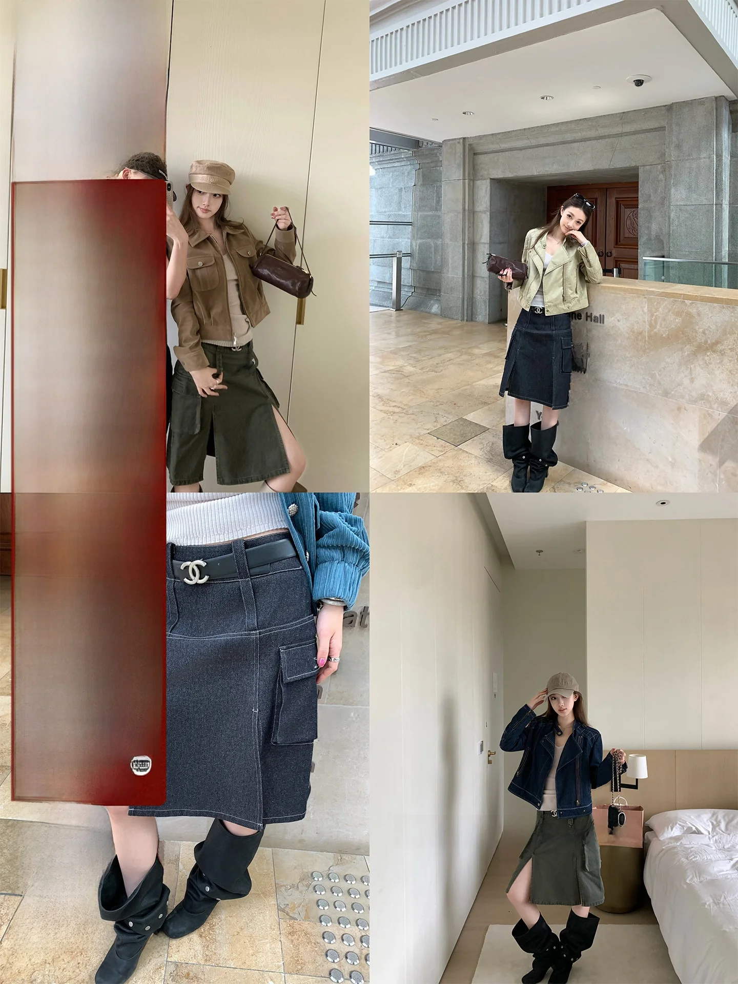 

Washed Denim Half-length Skirt Women's Fashion Talent Design Workwear Style Side Slit Casual Low Waist H-shaped Skirt