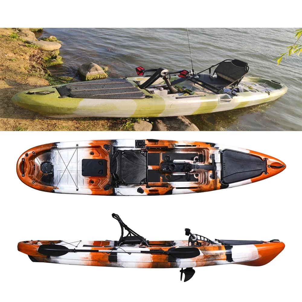 

13FT Cheap Plastic Pedal 1 Person Not Inflatable Kayak Fishing 0ceanus Paddle Drive Kayakfor Sale