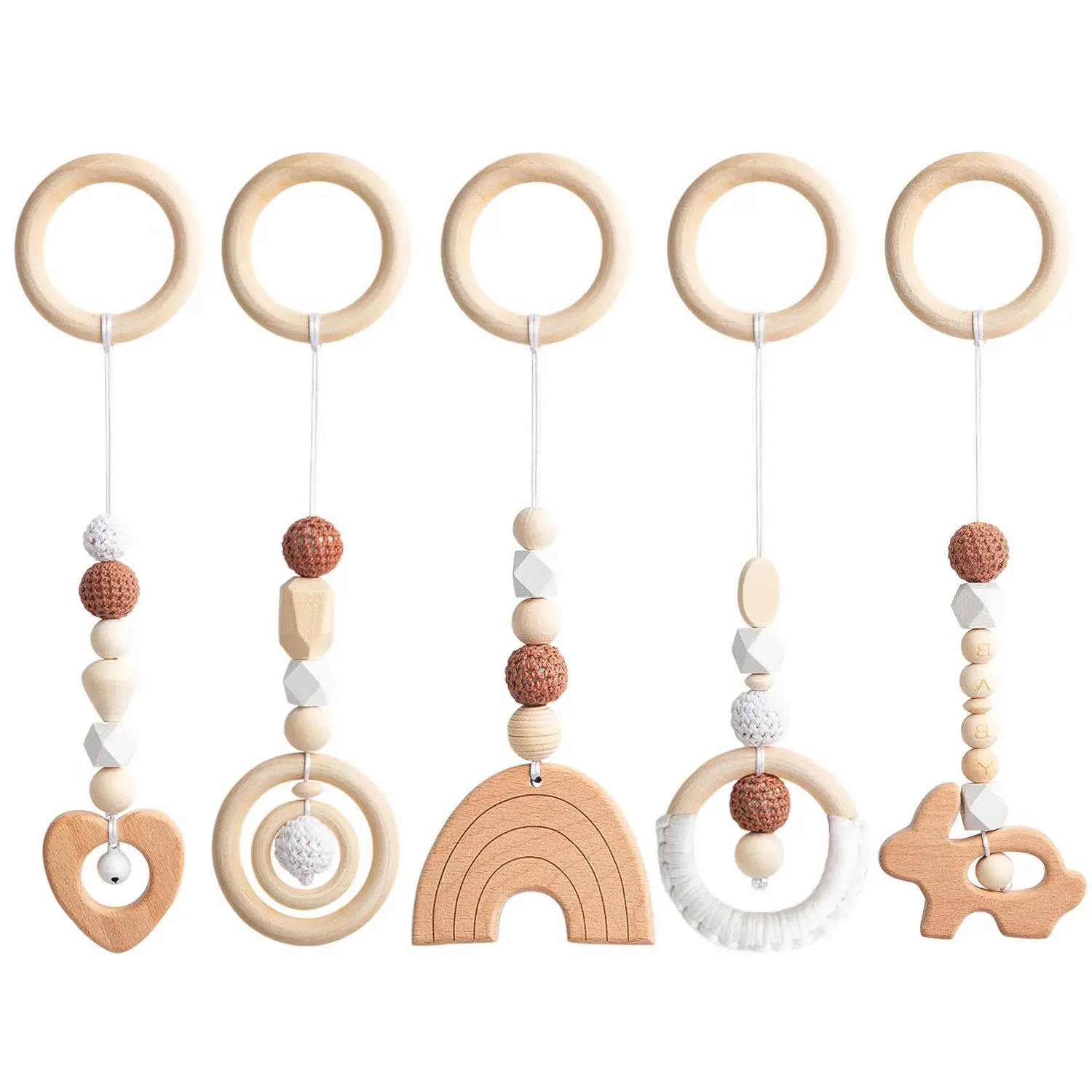 Crib Hangings Wooden Children\'S Room Wall Decoration Handicraft Newborn Baby Bedrooom Ideas Shower Gift Decor Canvas Painting