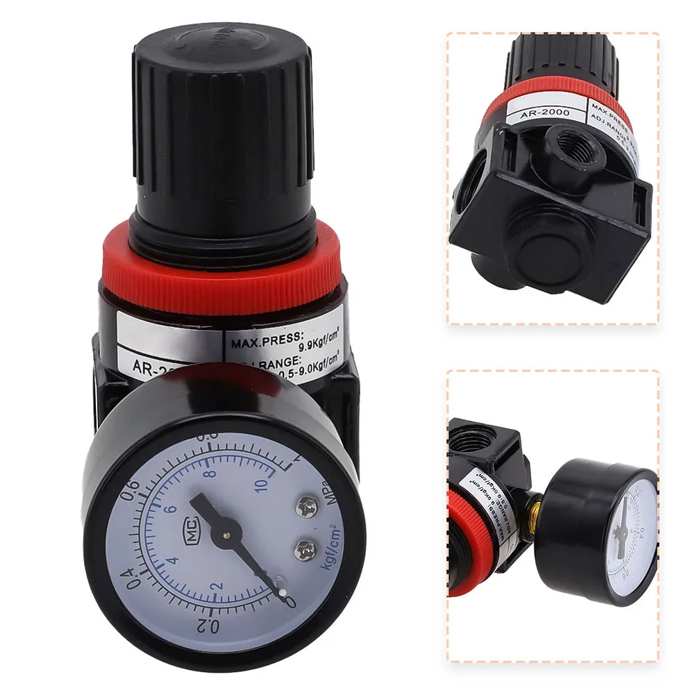 Black Pneumatic Regulator Regulator Standard G1 4 Interface Humanized Locking Knob Compatible With Pneumatic Equipment