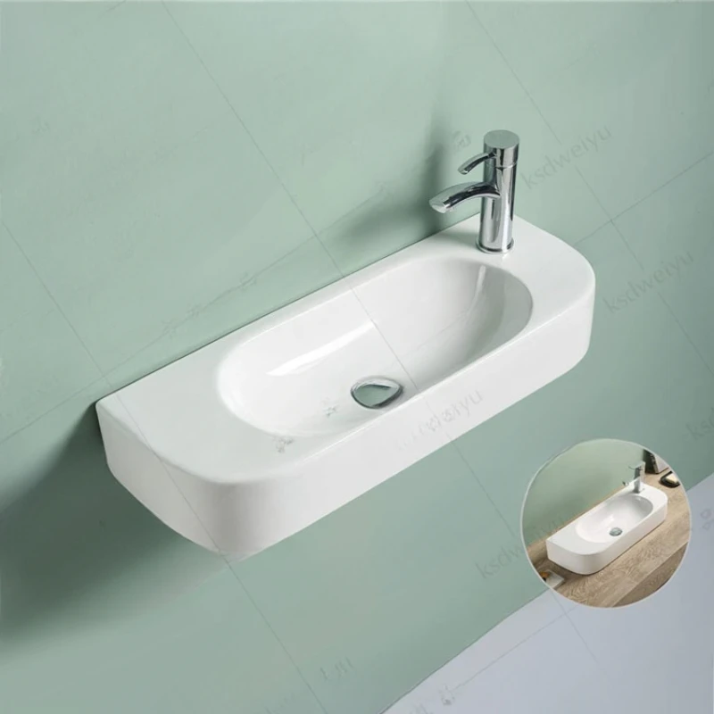 Wall-mounted washbasin, balcony washbasin, narrow wall hanging basin, small size, ultra small, extremely narrow ceramic basin