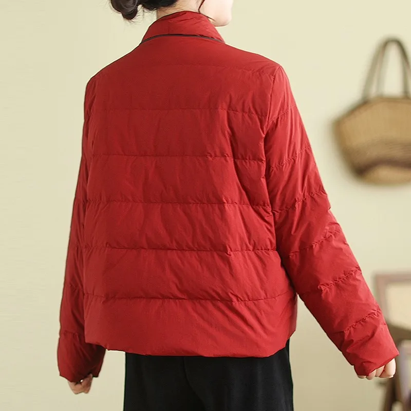 Veste matelassurera à col en V pour femmes, patchwork de broderie, vestes rembourrées optiques, style vintage, décontracté, automne, nouveauté, 2023, B3221