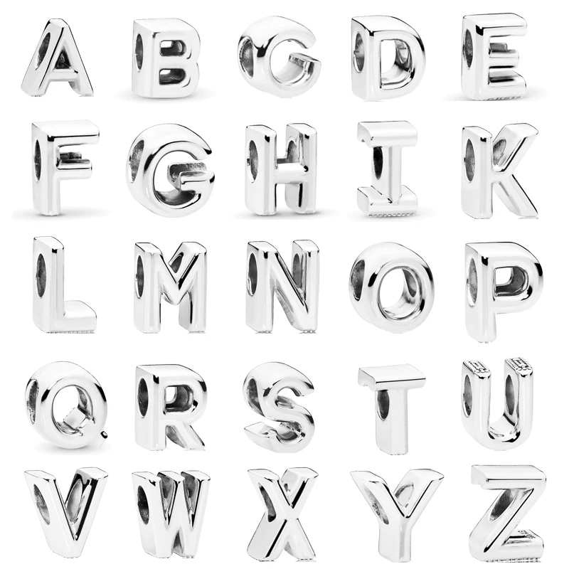 

925 Sterling Silver 26 Letter Charm Original Fashion Bracelet Fit Women DIY Jewelry Bracelet