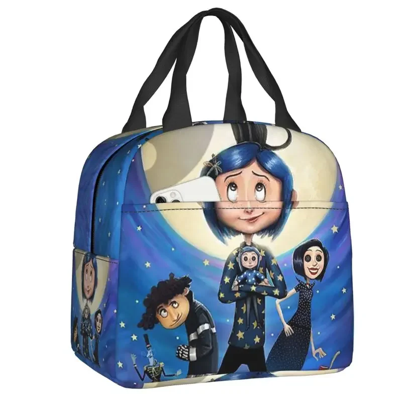 Halloween Movie Coraline Lunch Box Waterproof Cooler Thermal Food Insulated Lunch Bag Portable Picnic Tote Bags