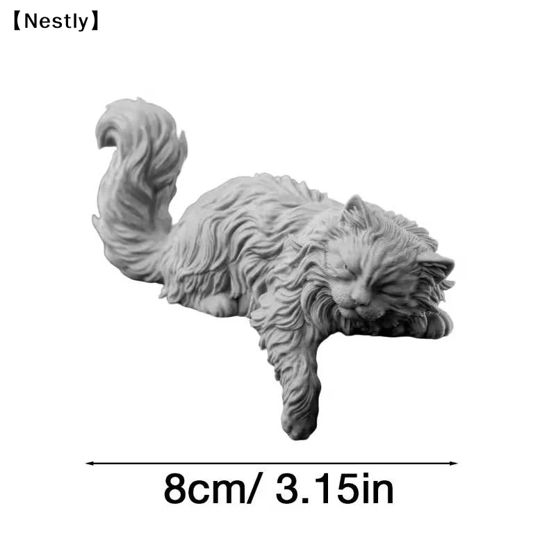 Long Hair Sleeping Cat Figurine 3D Printed Mini Pet Computer Monitor Hanging Decor Desk Ornament For Home Office Decor 〔Nest〕 view 6