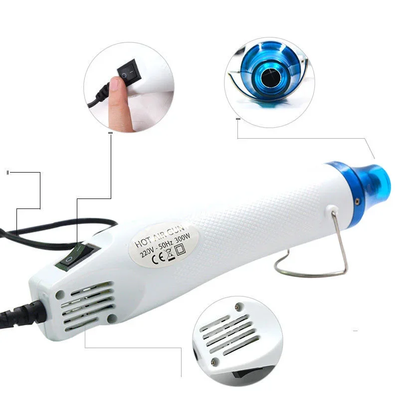 Pistolet na gorące powietrze 220V Pistolet lutowniczy z temperaturą DIY Rzemiosło Elektryczna suszarka na gorące powietrze Mini opalarka do rur termokurczliwych Okład samochodowy