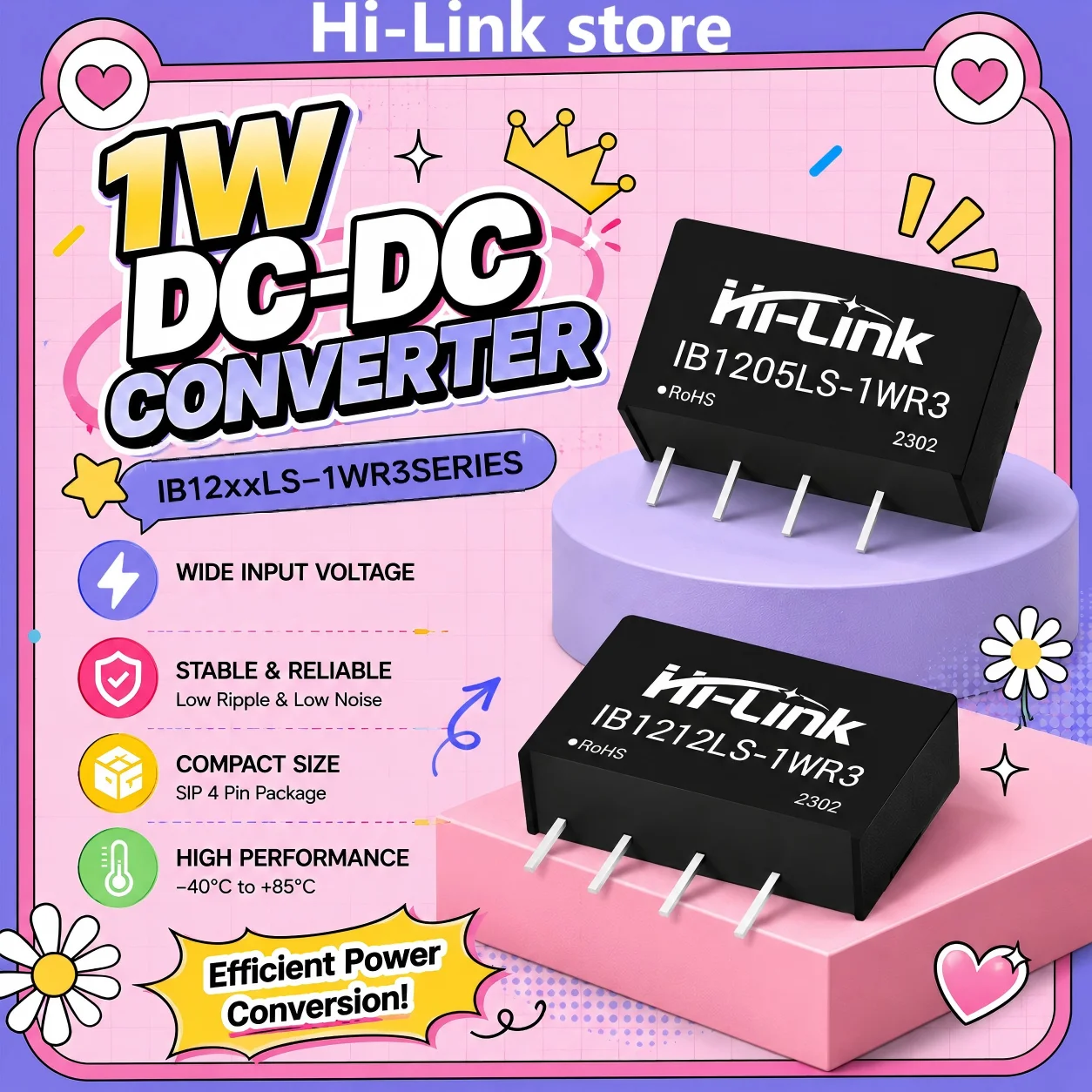 IB1203LS IB1224LS 1W 4Pin SIP Voltage Modulator 1500VDC Dielectric Separation Low Static Current Single Stabilized Circuit Unit
