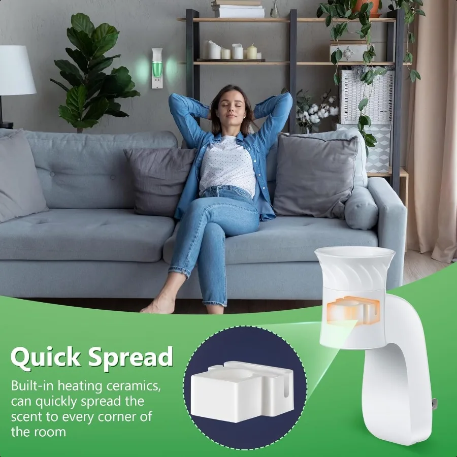 عطر حائط مع ضوء ليلي متوافق مع أعمال الحمام والجسم، عطر زهرة الحائط مع جوهر تصميم المكونات الدوارة